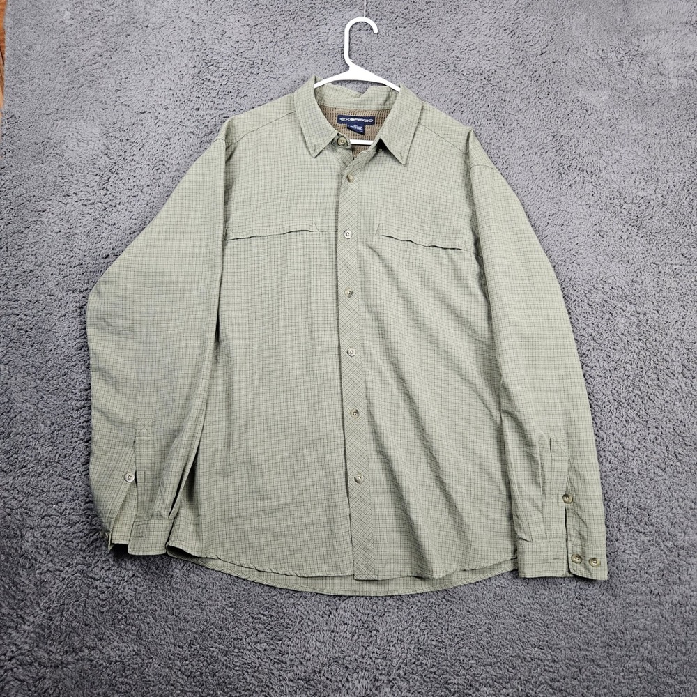 ExOfficio‎ Mens XXL Button Down Shirt Plaid Check Long Sleeve Outdoor Casual